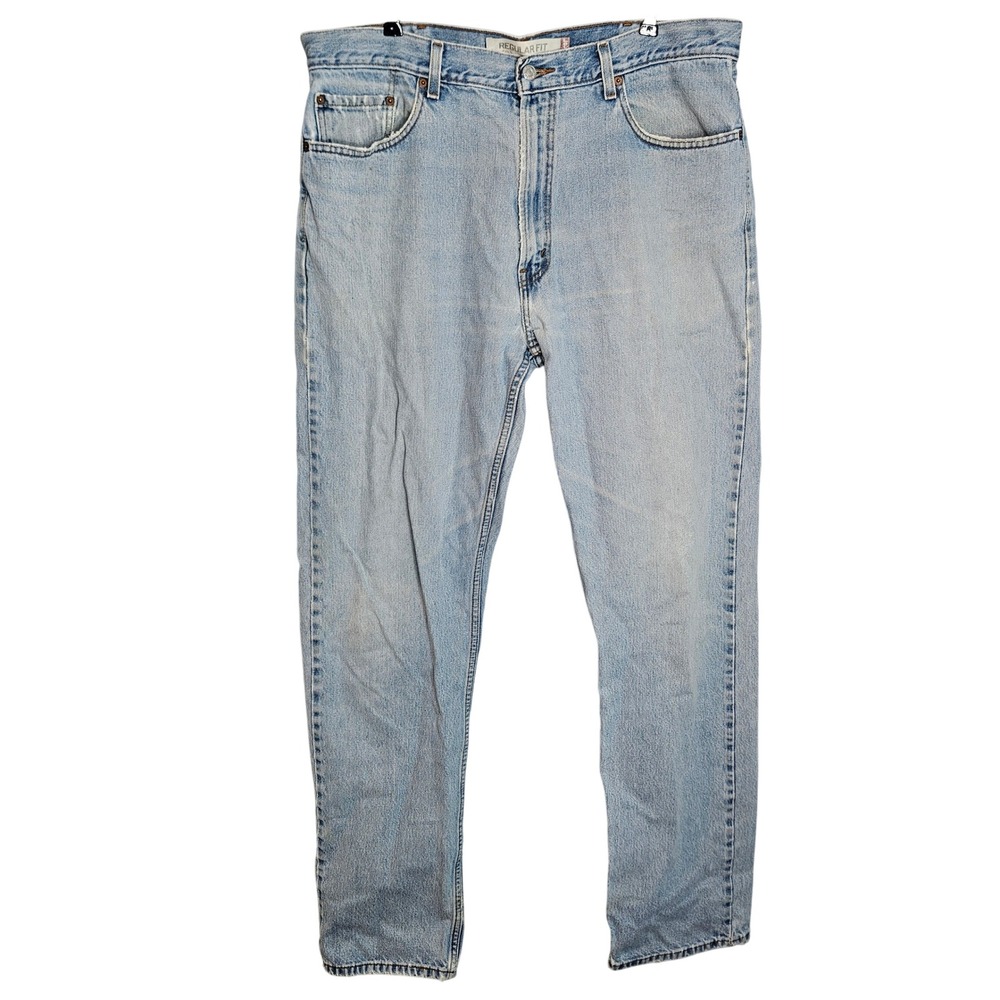 Levis 505 Regular Fit Jeans Mens 40x38 Light Wash Blue Denim Straight Leg EUC